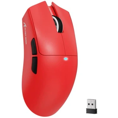 Image of ATTACK SHARK X11SE Wireless Gaming Mouse, 63g Superlight With PixArt PAW3311 Sensor, 22000 DPI, Tri Mode BT/2.4Ghz/Wired, 1000Hz Polling rate, 300mAh Battery, Dual Driver, for PC/Xbox/PS/Mac (Red)