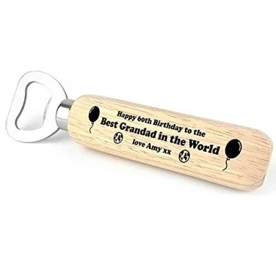 Image of Quirky 50th 60th 70th Birthday Gift for Grandad Personalised Bottle Opener