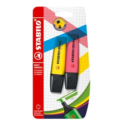 Image of Highlighter STABILO BOSS ORIGINAL Pack of 2 Yellow/Pink