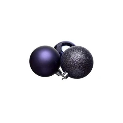 Image of Heitmann Deco Christmas Tree Set of 18 Baubles Purple Shiny Glitter Diameter: