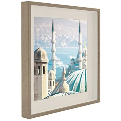 Image of BD ART Shadow Box Frame 20x20x1inch, Square, Truffle Oak, Display 3D Picture with Mount 16x16&quot; Plexiglass for Filling, Objects, Photos, Souvenirs, Crafts,Baby Items, dried Flowers