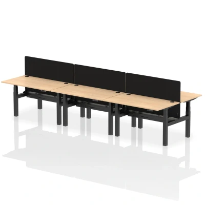 Image of Air B2B 1400x800mm Adjustable 6P Bench Desk CP Maple/Black + Screen