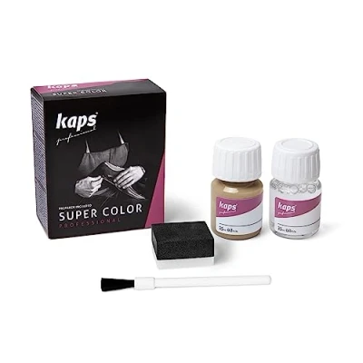 Image of Kaps Dye Super Color + Preparer (25 ml Each), Professional Leather for Natural Leather, Faux and Fabric, Nourishing Repairing Shoes (138 Buckskin)