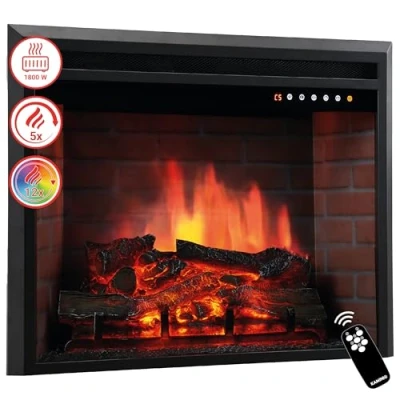 Image of KAMINIO Electric Fireplace LUCA Built in with Heater, 3D Flame Effect, 12 Colors, Remote Control (30 inch)