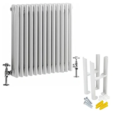 Image of Milano Windsor White Cast Iron Style Horizontal Triple Column Radiator Feet 600mm x 605mm
