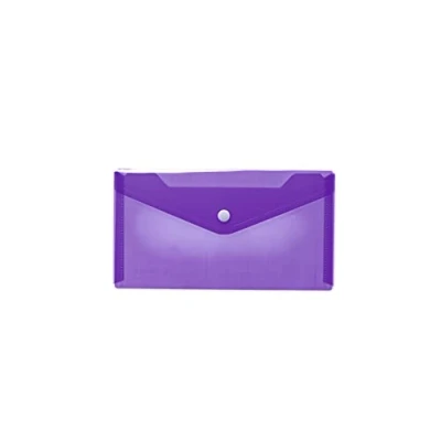 Image of HERMA 20042 Document Wallet, DIN Long, Transparent, Purple, Small Transparent Pockets Envelope with Press Stud, Plastic for School, University, Office, Travel