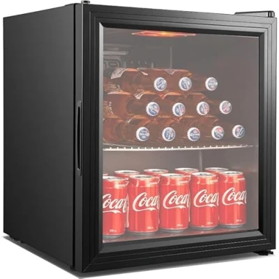 Image of Stalwart Mini Bottle Cooler 50L Glass Door Beverage Fridge, Beer/Wine Cooler, Eco Friendly Drinks Fridge (Black)