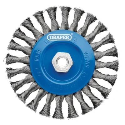 Image of Draper Steel Twist Knot Flat Wire Wheel Brush, 150mm, M14