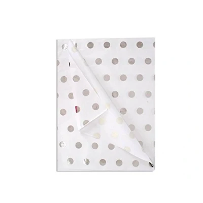 Image of Silver Spots Dots Christmas Xmas Acid Free Tissue Paper Sheets 35cm x 45cm 18gsm (25 Sheets)