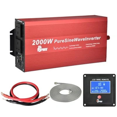Image of Spark 2000 watt pure sine wave power inverter 12v 4000W peak soft start