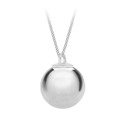 Image of Tuscany Silver Women&#039;s Sterling Polished Ball Pendant on Belcher Chain 51cm/20&#039; (White)