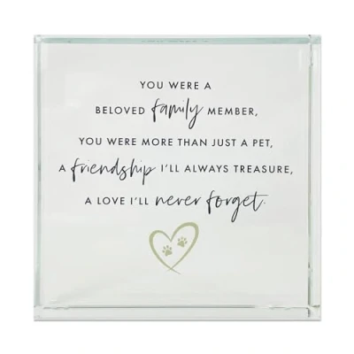 Image of Pet Memorial Solid Glass Ornament Crystal Token Bereavement Keepsake with Heart &amp; Paw Print Motif Sympathy Gift for Loss of 9x9x2cm