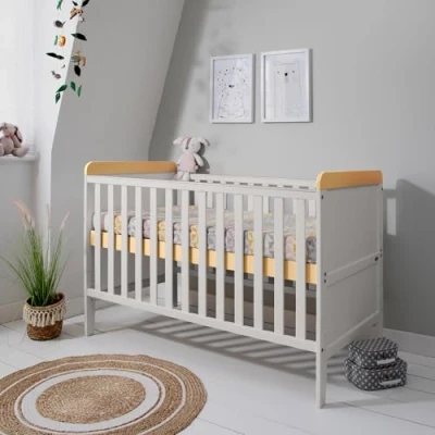 Image of Tutti Bambini Rio Baby Cot Bed with Top Changer 2 in 1 Crib &amp; Toddler Bed, Adjustable Base, Cot, Birth to 6 Years, Newborn Essentials, Oak Dove Grey (140 cm x 70 cm)