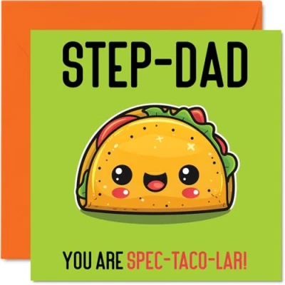 Image of Birthday Cards for Step Dad Spec Taco lar Funny Happy Card from Son Daughter, Father’s Day Father, 145mm x Joke Greeting Men Him