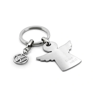 Image of Volkswagen 7E9087010 Key Ring Guardian Angel Drive Safe Stainless Steel VW Collection 70 x 40 mm, silver, Classic
