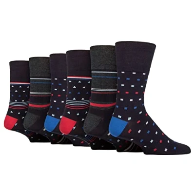 Image of Gentle Grip Sock Shop 6 Pairs Mens Loose Soft Top Non Elastic Bamboo Socks (6 11 UK, SOMRM10)