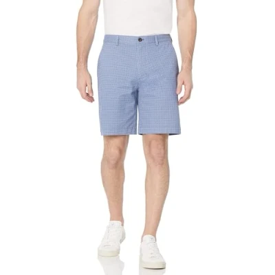 Image of Amazon Essentials Men&#039;s Classic Fit 9 Inch Chino Shorts, Blue Geometric Print, 33W