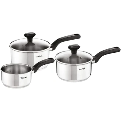 Image of Tefal 3 Piece Comfort Max, Stainless Steel Saucepan Set, Silver
