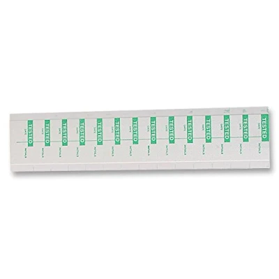 Image of Label, Tested, Pk350, Label Colour Green on White, Height 16mm, Legend Tested (Date, Initials), Material Nylon Cloth, Type Identification, Width 38mm, Pack Quantity 350,