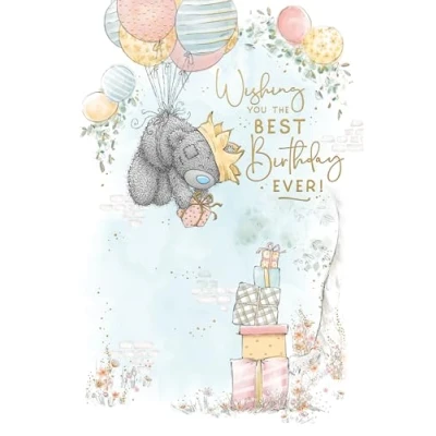 Image of Me To You Tatty Teddy Birthday Card, Bear Floating With Balloons Official Collection 6 x 9
