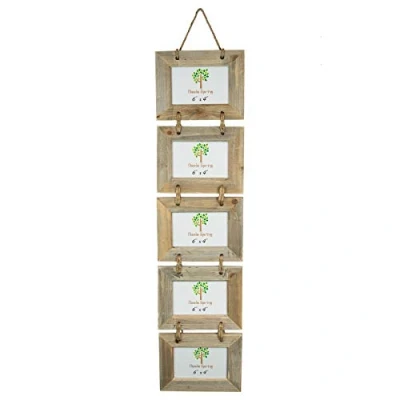 Image of Natural 6&quot; x 4&quot; Wooden Hanging Multi Photo Frame By Nicola Spring