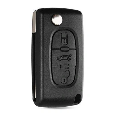 Image of Kelay Car Key Fob Case Replacement Compatible for Peugeot 107 207 307 407 607 208 308 408 Folding Remote Accessories 3 Buttons(HU83 Blade,CE0536)