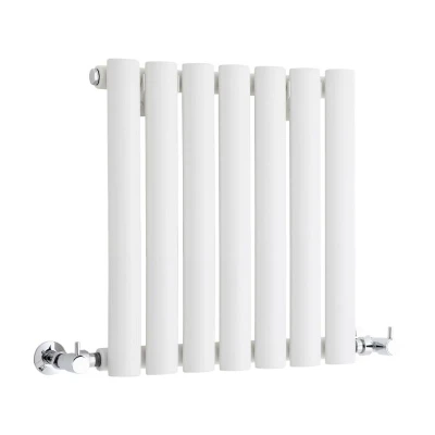 Image of Milano Aruba White Horizontal Single Oval Panel Radiator 400mm x 413mm