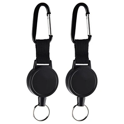Image of Kuuqa 2 Pack Heavy Duty Retractable Keychains ID Badges Holder with 65cm/ 25 Inches Steel Wire Rope