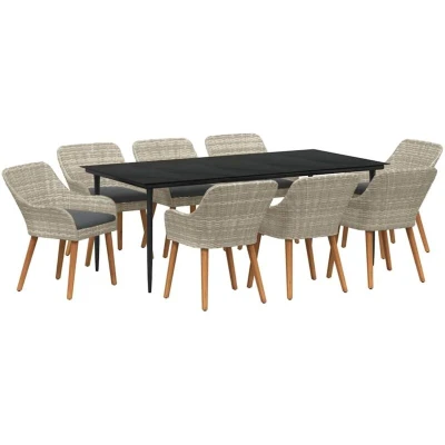 Image of vidaXL 9 pcs Light gray Black Large
