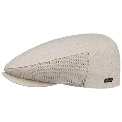 Image of Lipodo Linen Flat Cap Men s Peaked 60% Cotton, 40% Made in Italy with mesh Inserts Summer hat Lining Spring/Summer Beige 61 cm