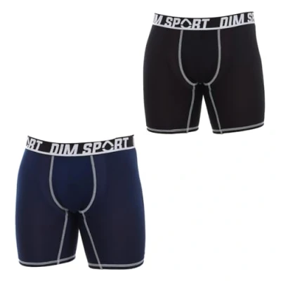 Image of DIM Pack 2 Boxers Eco breathable fabric D0A6V men&#039;s ecological and comfortable design for greater freshness Navy Blue black