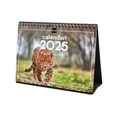 Image of Finocam Calendar Desktop Images to Write 2025 Month View January December (12 months) Catalan Wild Fauna