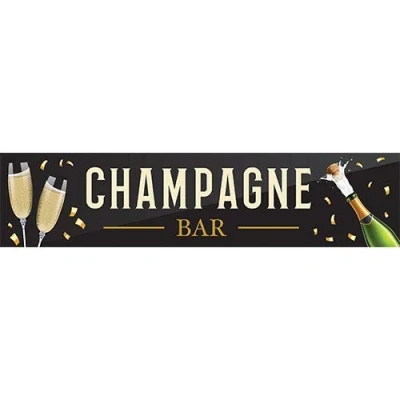 Image of Champagne Bar Black PVC Party Sign Decoration 110cm x 26cm