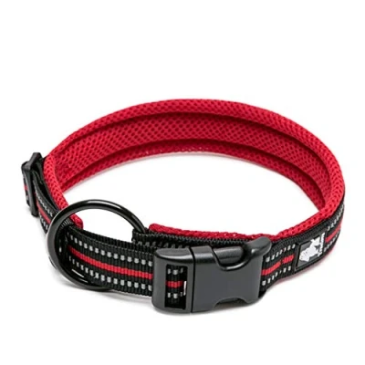 Image of WINHYEPET True Love Dog Collar Reflective Sandwich lining Nylon Webbing Comfortable and Safe Adjustable Buckle convenient used for walking Samll/Medium/Large neck ring TLC5011(Red,2XS)