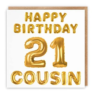 Image of Hunts England Large Cousin 21st Birthday Card Happy 21 Balloon Collection 210 x mm Age