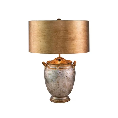 Image of Jackson Table Lamp with Round Shade, Antiqued Silver Gold Leaf