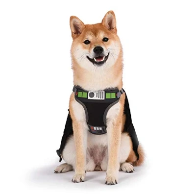 Image of Star Wars Darth Vader Cosplay Dog Harness for Medium Dogs, (M) Black is Cute No Pull with Hood Merch Dogs or Pet Costume