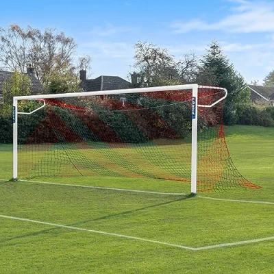 Image of FORZA 24ft x 8ft Full Size Striped Football Goal Net Replacement Nets [SINGLE] (Red/Black)