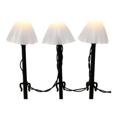 Image of Lumineo Set of 20 White Mushroom Stake Lights Mini Christmas LED Pathway Pot Warm LEDs 8 Function Twinkle Effect