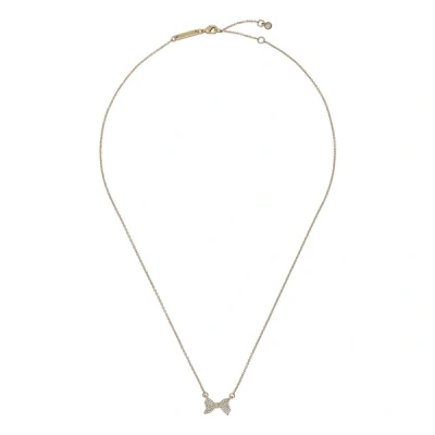 Image of Ted Baker Barsie Crystal Bow Pendant Necklace For Women (Gold Tone/Clear Crystal)