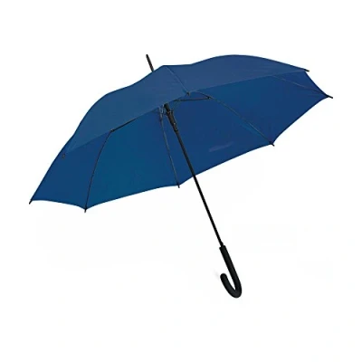 Image of eBuyGB Automatic Windproof Long Umbrella with Black Rubber Crook Handle Walking Rain Stick Umbrella, Strong Blue / Navy 41.5 Inch 105cm Span 87cm Length