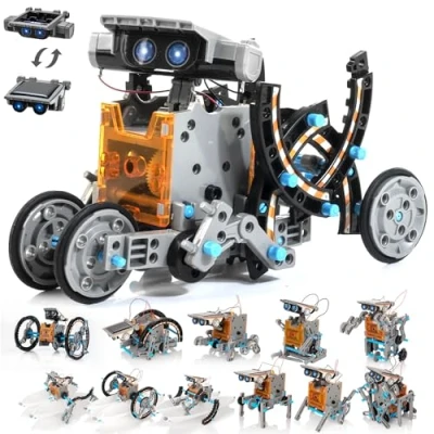Image of KIDWILL Solar Robot Kit for Kids, 14 in 1 Educational STEM Science Toy, Power Building DIY Assembly Battery Operated Robotic Set Teens and Lovers