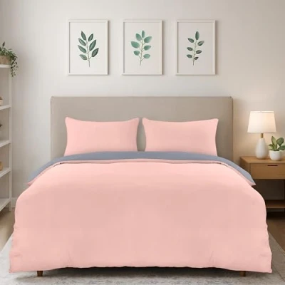 Image of Utopia Bedding Duvet Cover Double Soft Microfibre Polyester with Pillow cases Quilt Set (Grey/Pink)