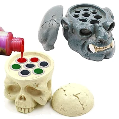 Image of Tattoo Ink Cup Holder Unihuby 2pcs Resin Skull Pigment Cap Stand Hard for Permanent Makeup Tools Accessories Supplies
