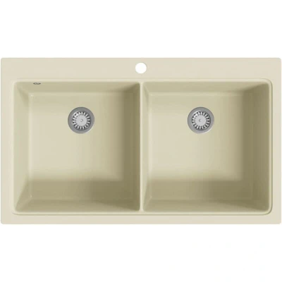 Image of vidaXL Granite Kitchen Sink Double Basins Beige