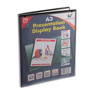 Image of A3 Display Book Certificate Folder 20 Pocket Folders With Plastic Pockets Presentation Sleeves Polly File (A3 Size 40 Views 12 Books)