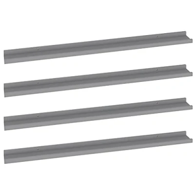 Image of vidaXL Grey Wall Mounted Shelves Practical &amp; Decorative MDF for Decor Storage 4 pcs Shelf Set Suitable Living Room, Bedroom and Office Easy Assembly