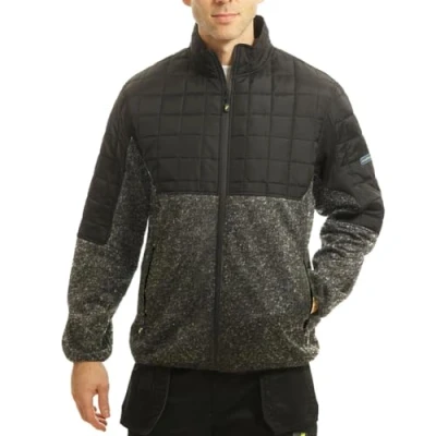 Image of Goodyear Workwear GYJKT049 Men&#039;s Full Zip Quilted Lightweight Wind Resistant Thermal Work Jacket, Black/Grey Marl, 2XL