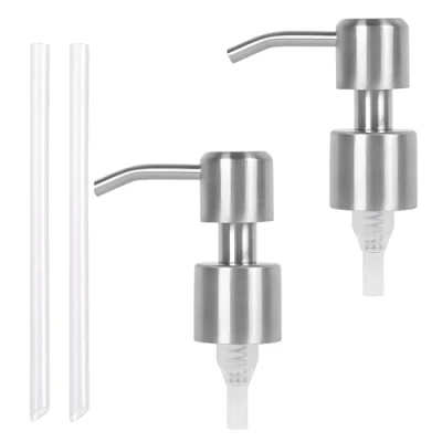 Image of 2 Pack Lotion Soap Dispenser Pump Replacement Head,Stainless Steel Liquid Pump,Replacement Spare for Standard 28/400 (26 mm 28mm) Neck Size(Silver)