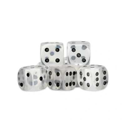 Image of D6 Gem Colour Dice 15mm (6 sided dice) for Tabletop &amp; Roleplaying Games (Clear Quartz)